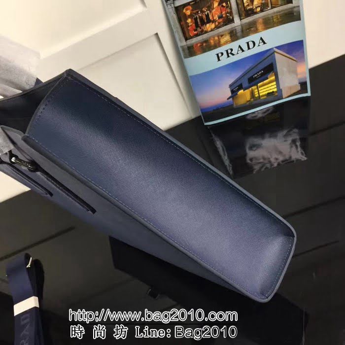 普拉達PRADA原單 最新款2VG014-1F藍色原單爆款男士商務手提包 PHY1490